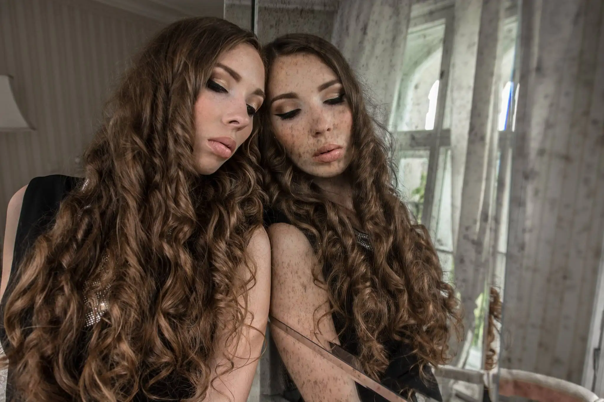 Латунное антикварное зеркало для мебели с индивидуальным рисунком