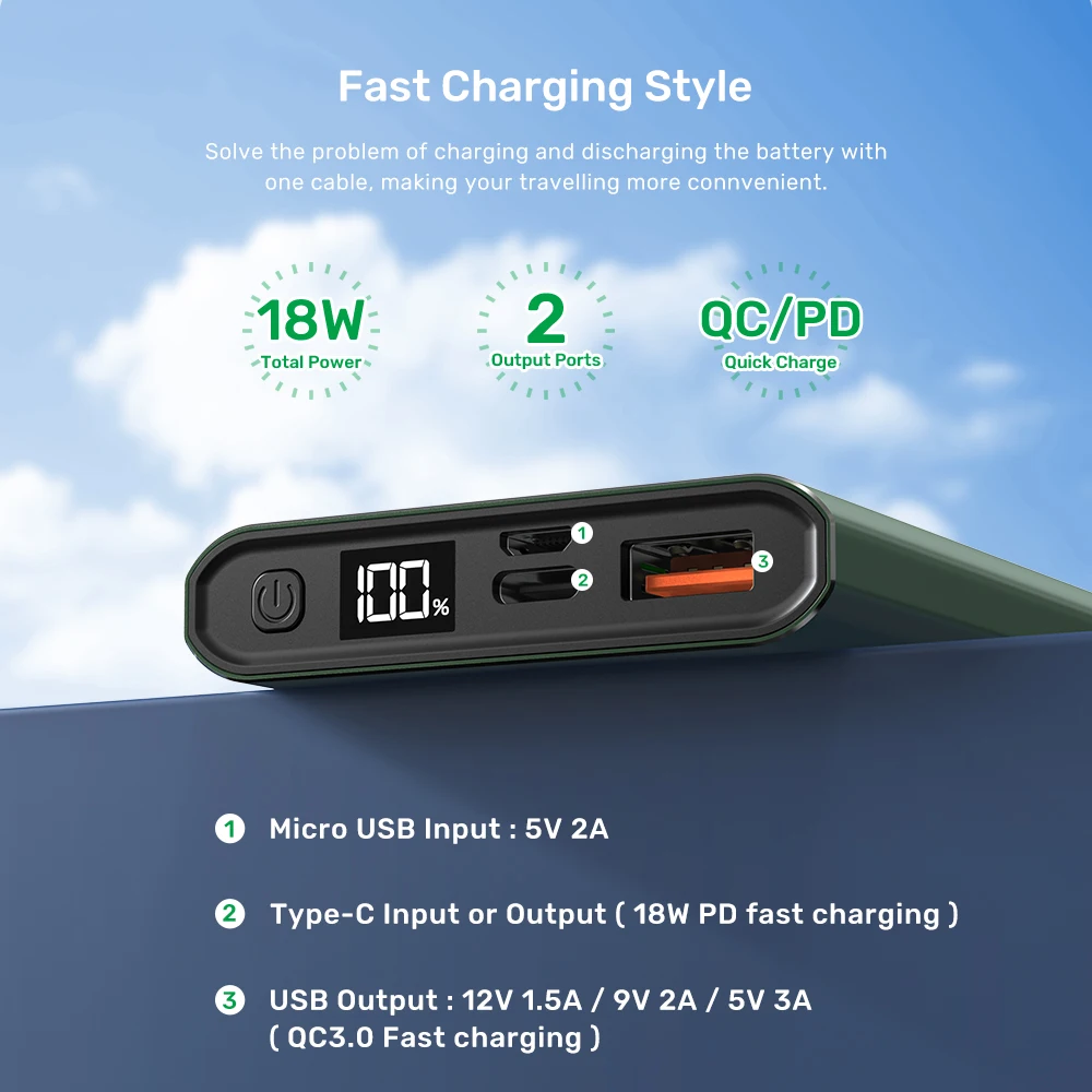 TOPK Quick Charging 10000mAh I1006P PD Powerbank Portable Mobile Charger Fast Charging Power Bank
