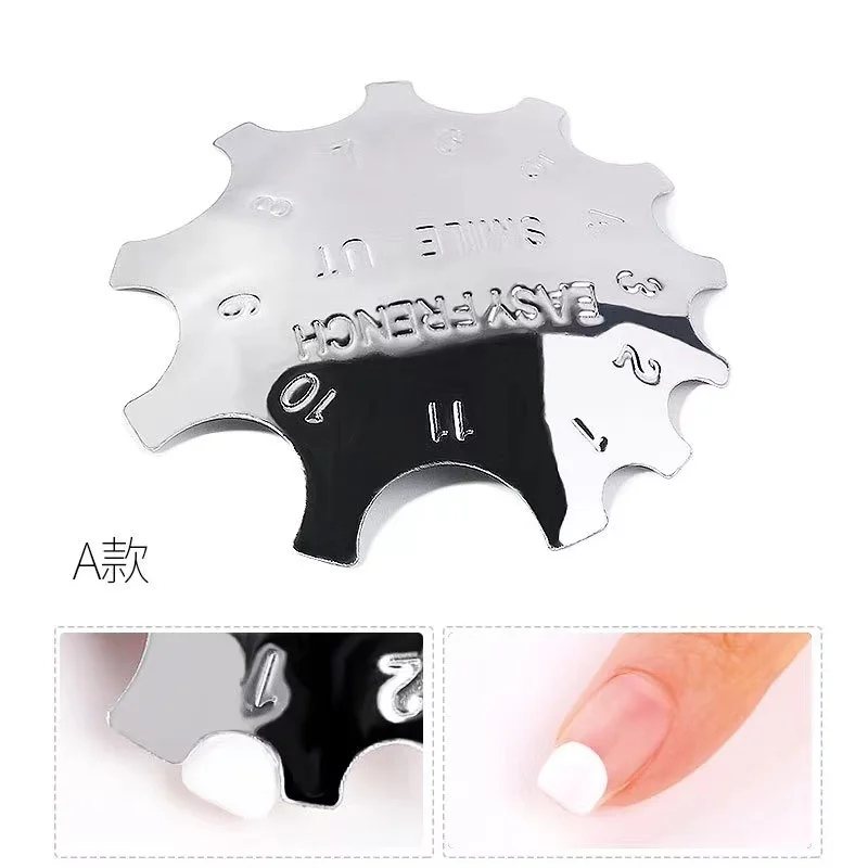 New Design Stainless Steel French Cutter Smile Nail Manicure Model Silver Template For Nail Tool