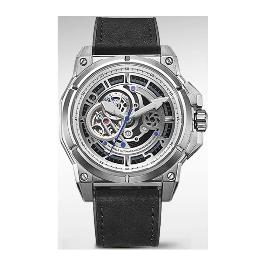 Wholesales cow leather strap 24 hour show Sellita movement men automatic mechanical watches
