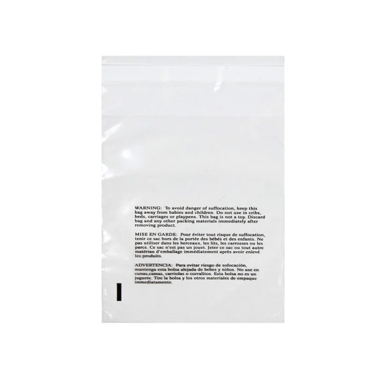 6 x 9 &8 x 10 & 9 x 12 inch Clear Polyethylene Plastic Suffocation Warning Polybag for clothes packing