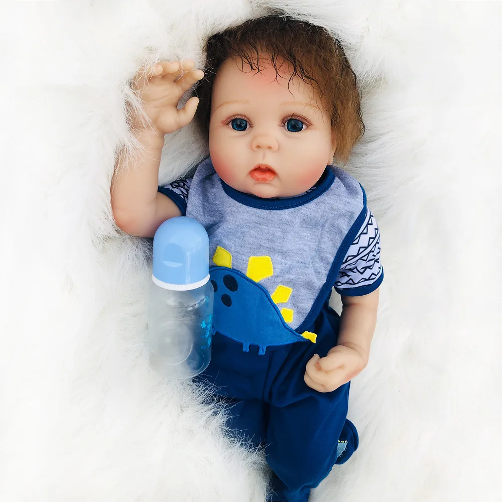 Style 22 Inch Reborn Baby Doll Soft Silicone Touch Real Cosplay Gray Rat Boy with Rooted Mohair Baby Doll New Desi