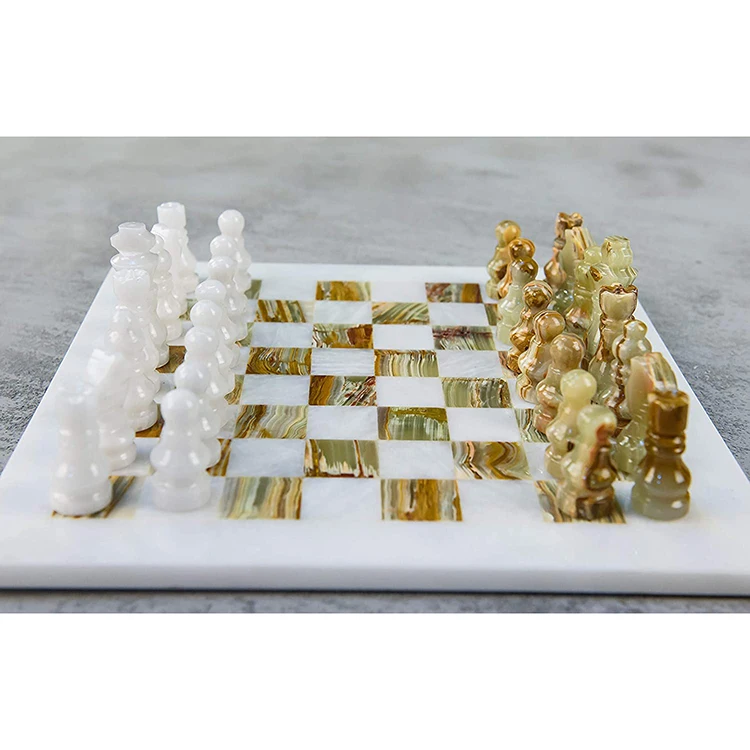 factory modern decorative colored european marble chess decoration pieces chess board set