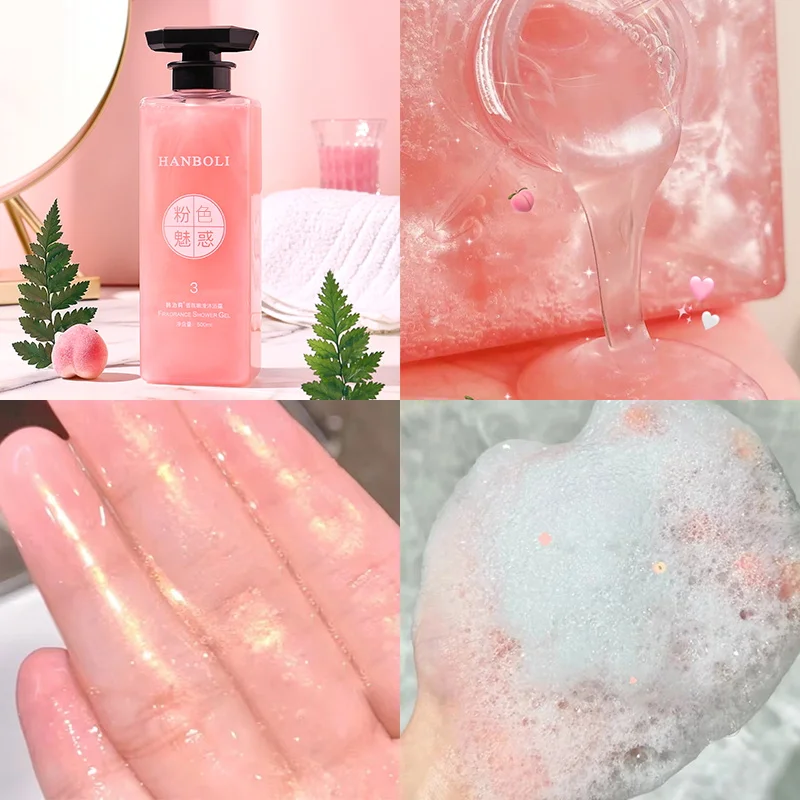 New Pink Shampoo Hair Conditioner Body Wash Deep Moisture Shower Gel Dry Skin Fruit Crush Moisturizing Skin 500ml Body Wash