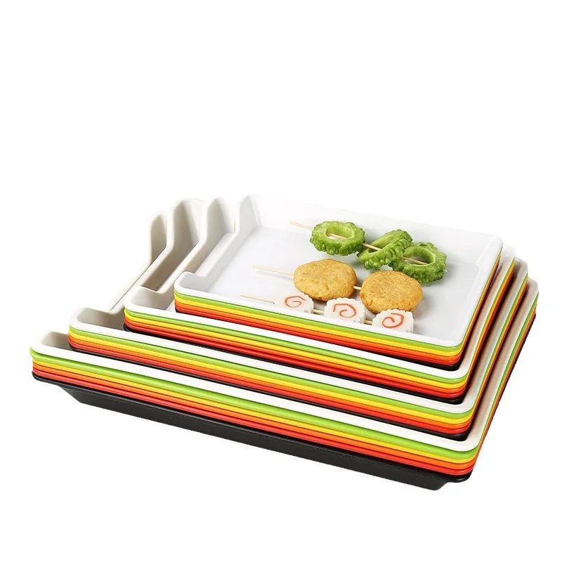Colorful Rectangular Barbecue Restaurant Tray Display Cabinet Plastic Tray