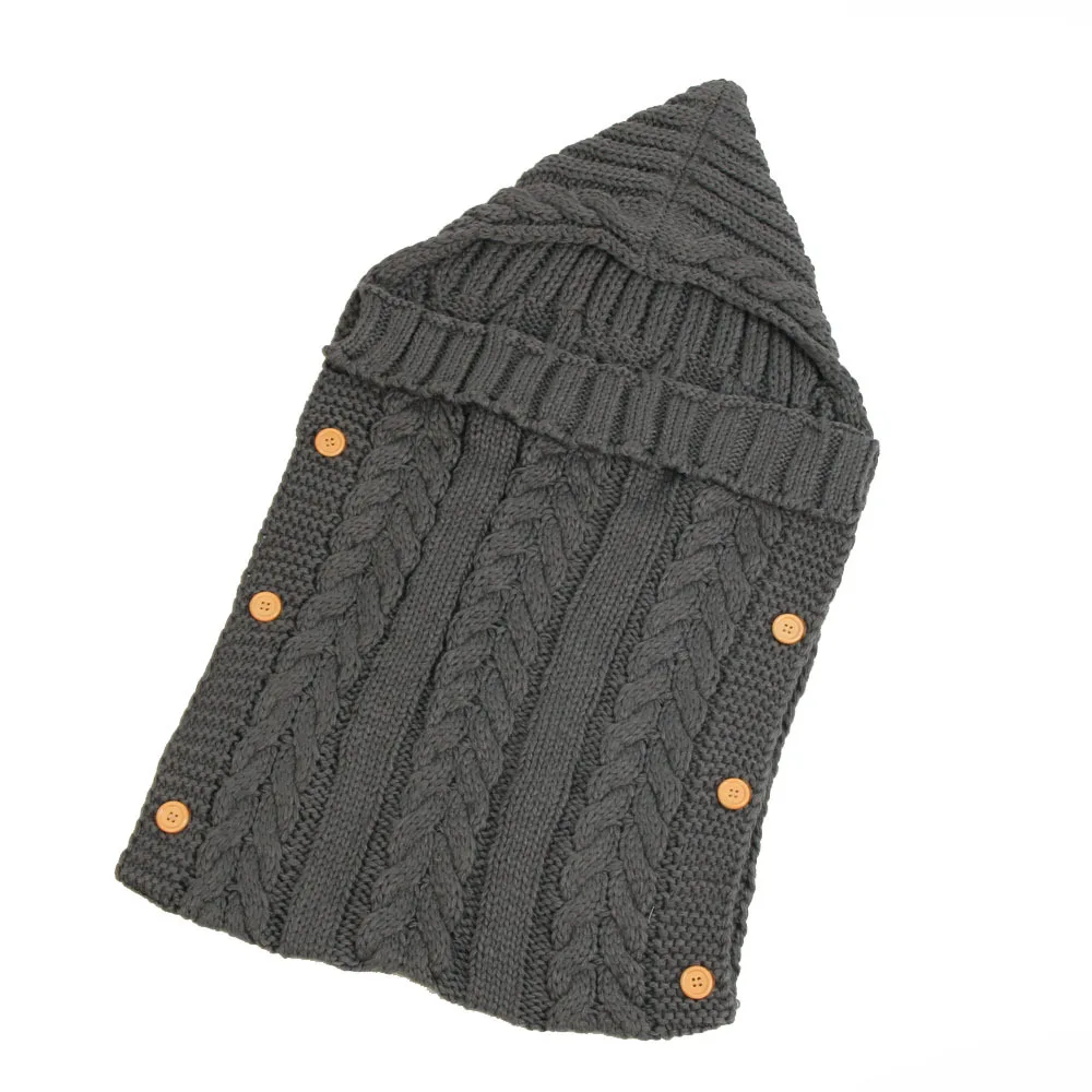 Warm Baby Button Envelop Knitted Sack Sleeping And Stroller Bag Newborn