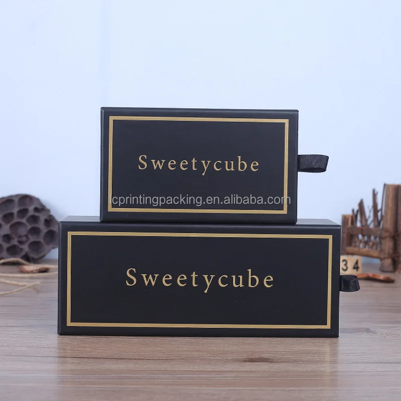 Custom luxury sleep eye mask gift drawer paper box sunglasses packaging black kraft paper box with foam