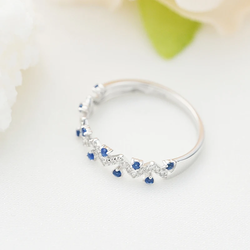 Jewellery Wholesale Custom made 18k White Gold Natural Diamond Fine Jewelry blue sapphire ring women