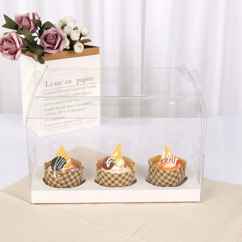 Hot portable birthday party recyclable environmental transparent PET wood cake box