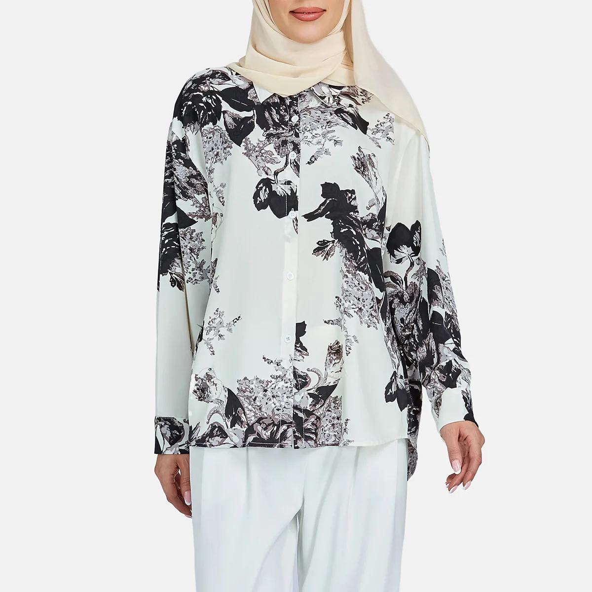 Ladies Muslim Long Sleeve Women Shirts 2023 T Shirt Women Muslims  Blouses And Tops