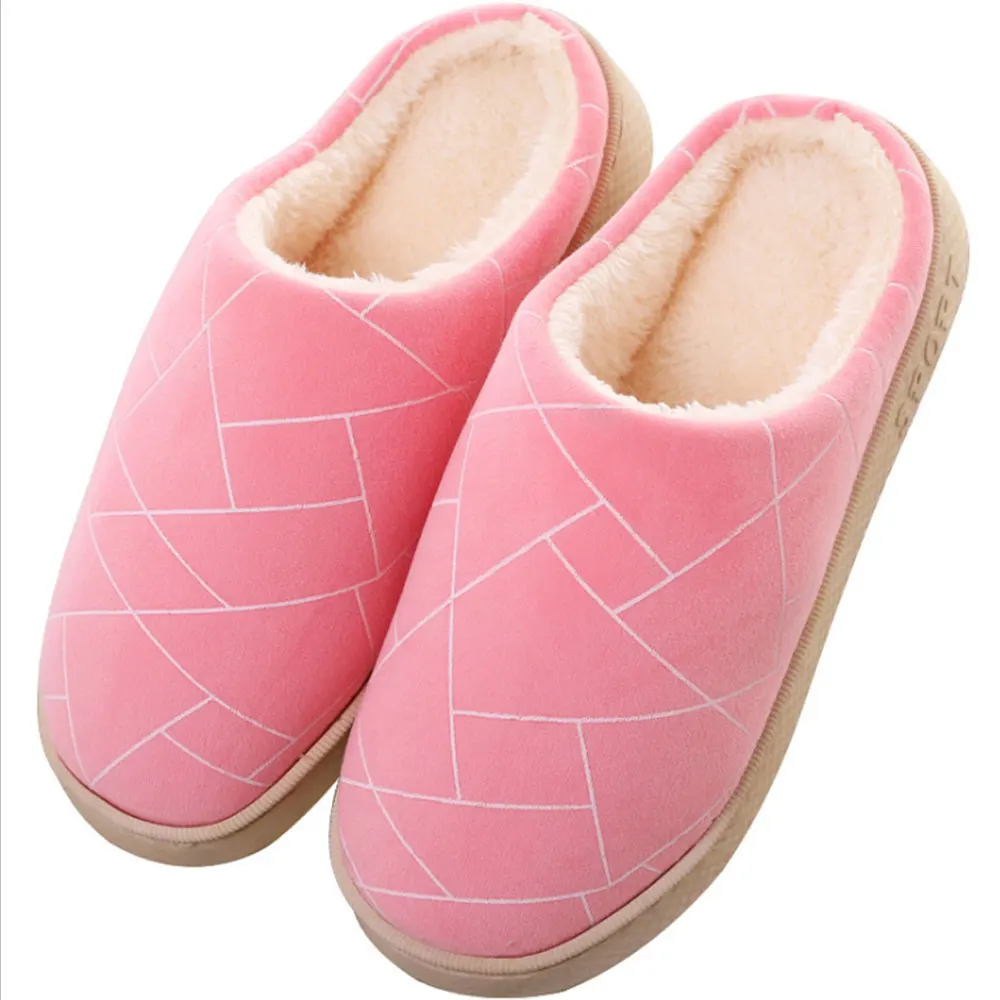 2021 Winter Korean Style Simple Hotel Ladies Slippers Thick-soled Home Indoor Couple Cotton Slippers