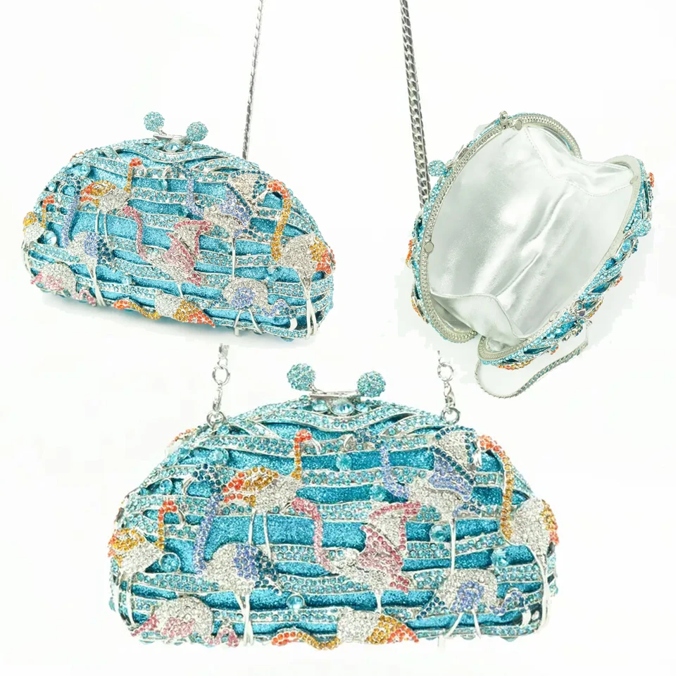 Expensive Crystal Shine Owl Rhinestone Handbags Bling Diamond Chain Bag Party Money Purse Luxury Clutch Bag