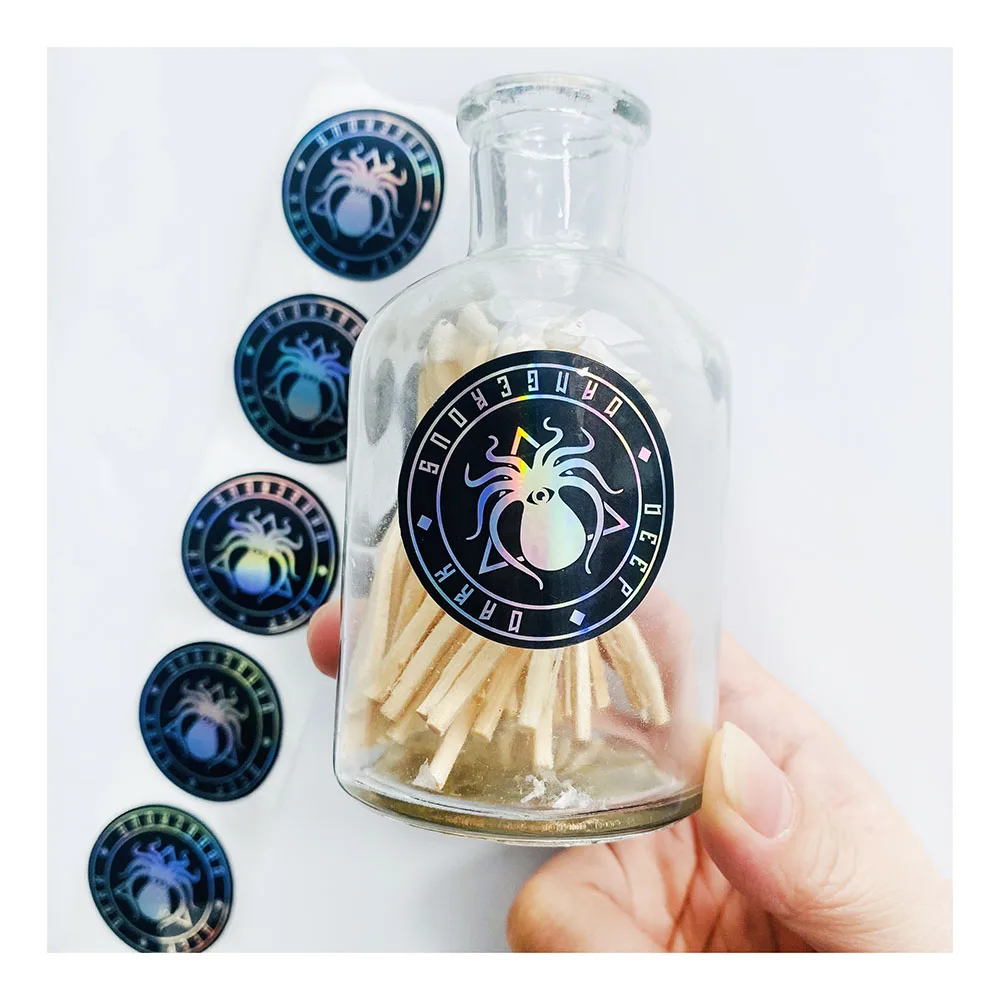 High Adhesive Vinyl PP PVC Packaging Labels Gold Waterproof Custom Stickers for Printing Holographic Roll Label Stickers