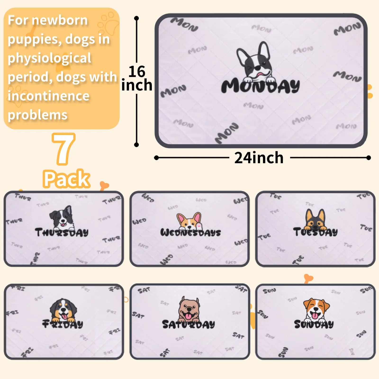 YK Large Size Customized 4 Layer Super Absorbent Waterproof Non Slip Reusable Washable Training puppy Dog Pet Pee Pads