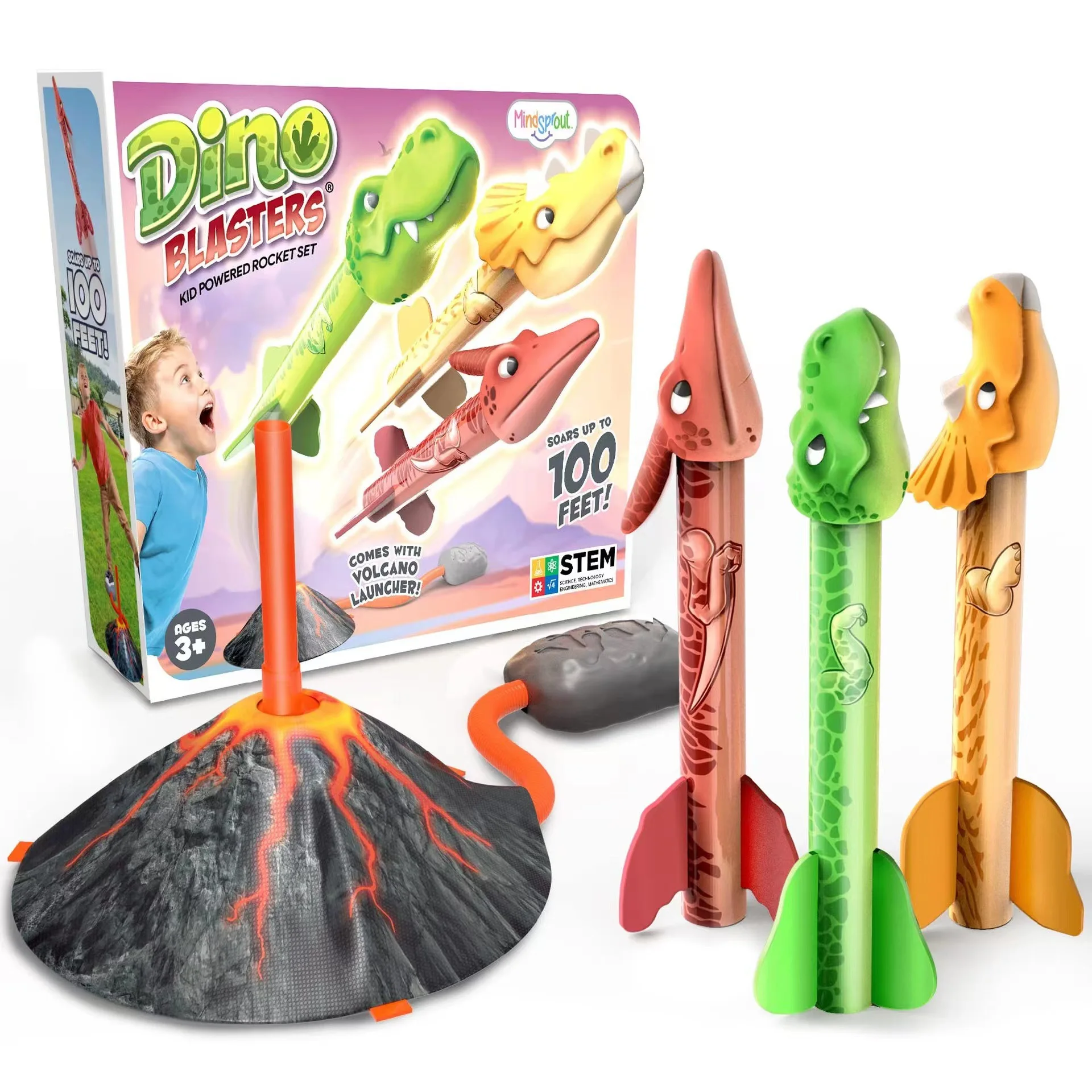 Wholesale Rocket Launcher for Kids Dinosaur Blasters Launch  Family Fun Air Pump Rocket Set Relief Toy For Kids