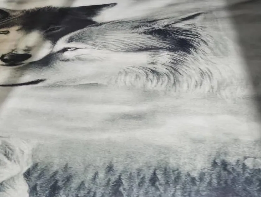 OEM ODM Customized Photo 3d Digital Printing Wolves Flannel Fabric Sherpa Fleece Blanket