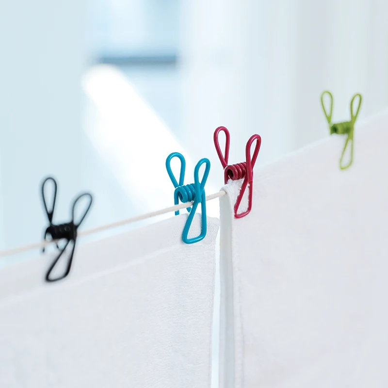 SHIMOYAMA Multi-Purpose Multicolor Metal Spring Clothing Hanger Hook Clothesline Utility Clothing Wire Clips