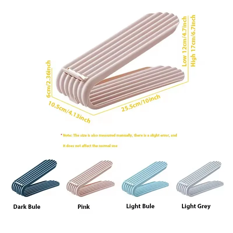 High quality plastic adjustable shoe rack double-layer stackable shoe rac, space saving storage rack bracket easy to disassemble