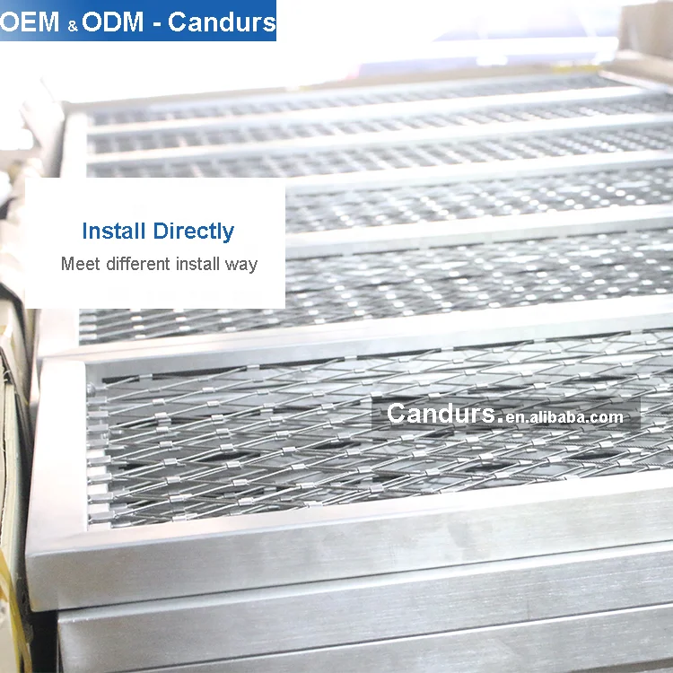 Tubular Slot Frames Stainless Steel Wire Rope Mesh Net Balustrade Panels