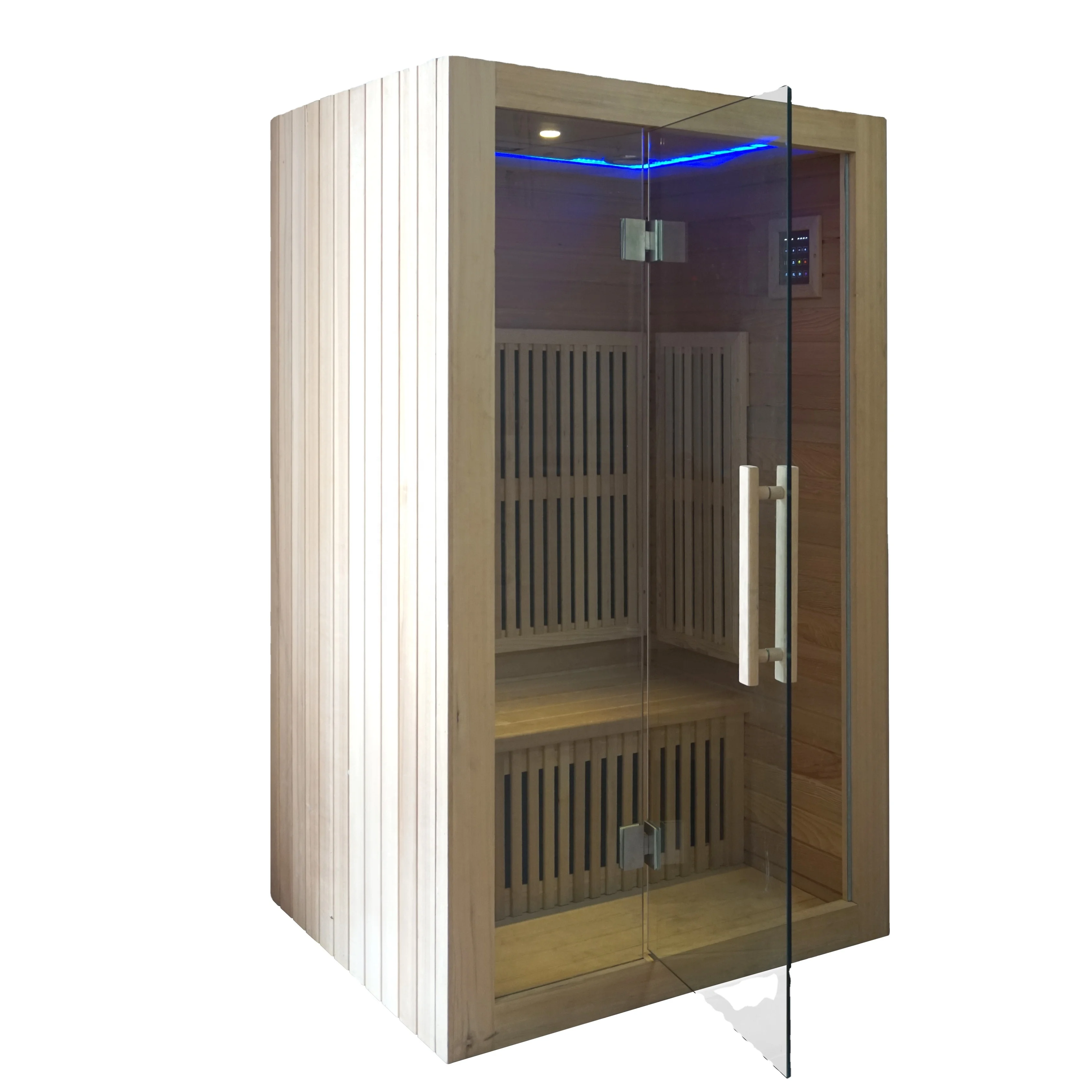 Modern Design Solid Wood Home 1 to 2 Person Small Cube Mini Sauna Room with Harvia heater