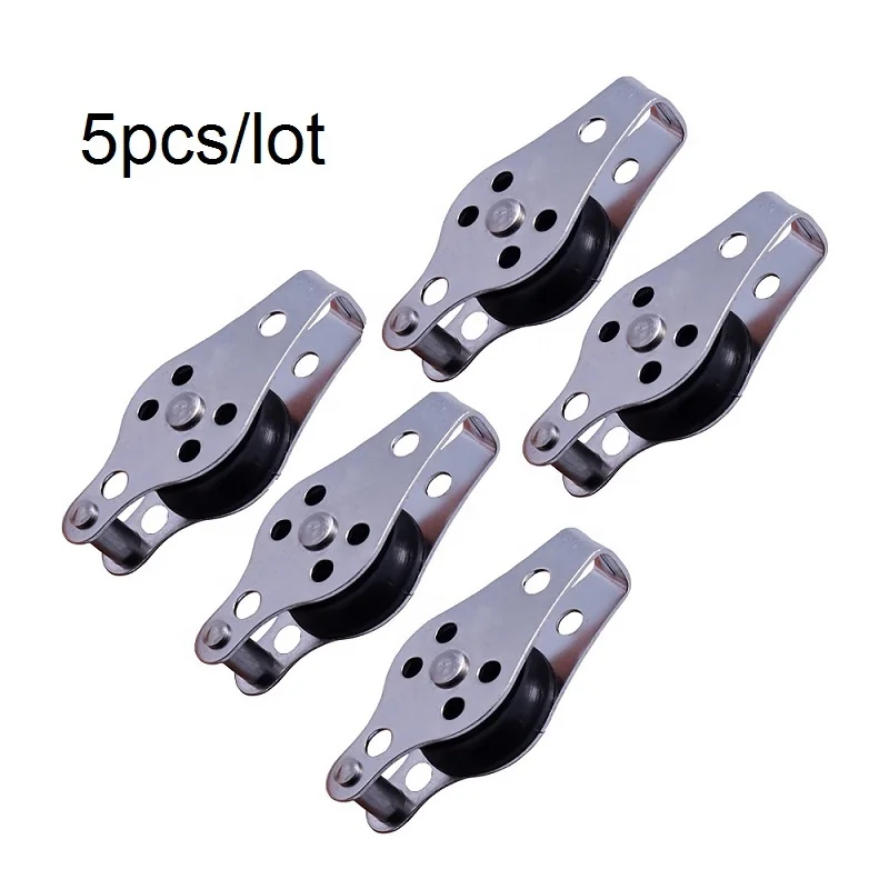 316 Stainless Steel Pulley 60mm Blocks Rope Pulley with nylon sheave Single Lashing Eye For 2mm To 8mm Rope Boat Accessories