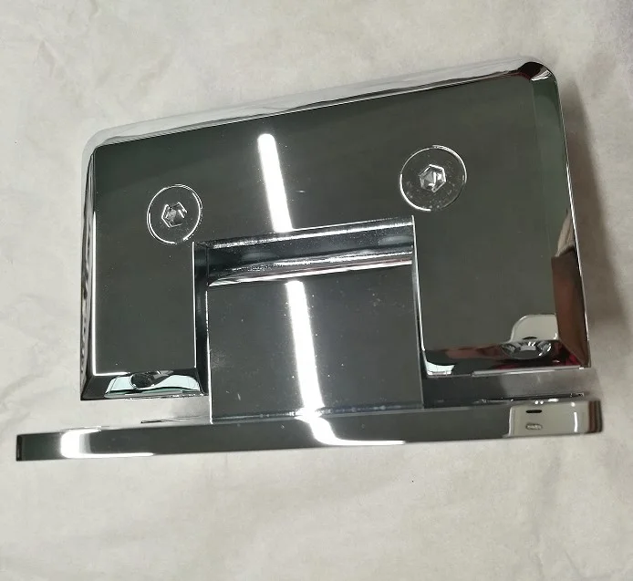 Frameless Brush nickel brass  standard glass  shower door  hinge  A016H Pinnacle 037 Series with Wall Mount H Back Plate