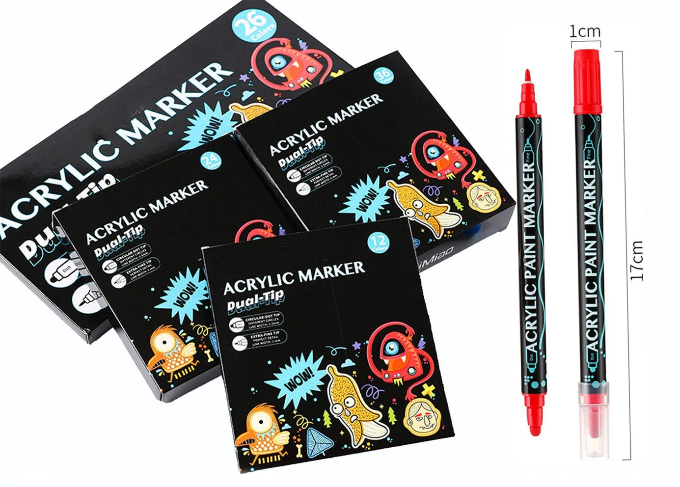 Factory Customized Art Pen Set Non-toxic Double Head 12/24/26/48/60 Colors Acrylic Marker Pen For Painting Graffiti