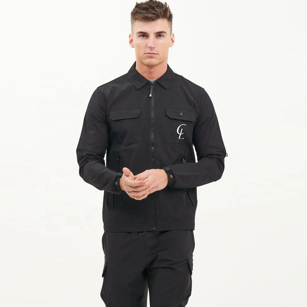Hot Sale Custom Logo Casual zip up sweatsuits Jogger Set two piece nylon track suit Cargo Tracksuit For Men