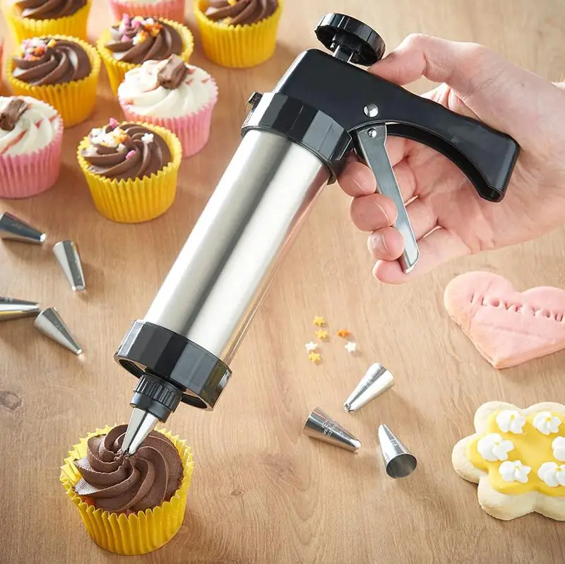 Biscuit Make Cake Decoration Tools Decorating Squeezing DIY Stainless Steel Manual Cookie Press Maker Machine Gun