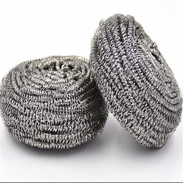 Customized Packaging Pot Wire Scrubber scourer cleaning Ball Cleaning SS 410 304 Stainless Steel Silver Kitchen Sponge Scrubber