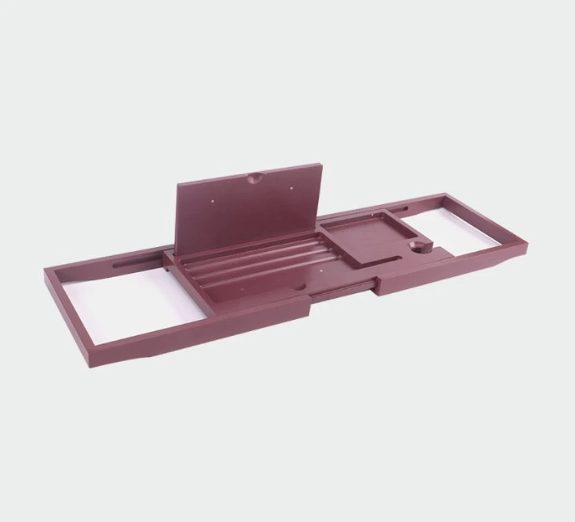 Colored Bamboo Bathroom Tray Expandable Caddy Tray For Bath Tub Wood Bath Tray Bamboo Bathtub