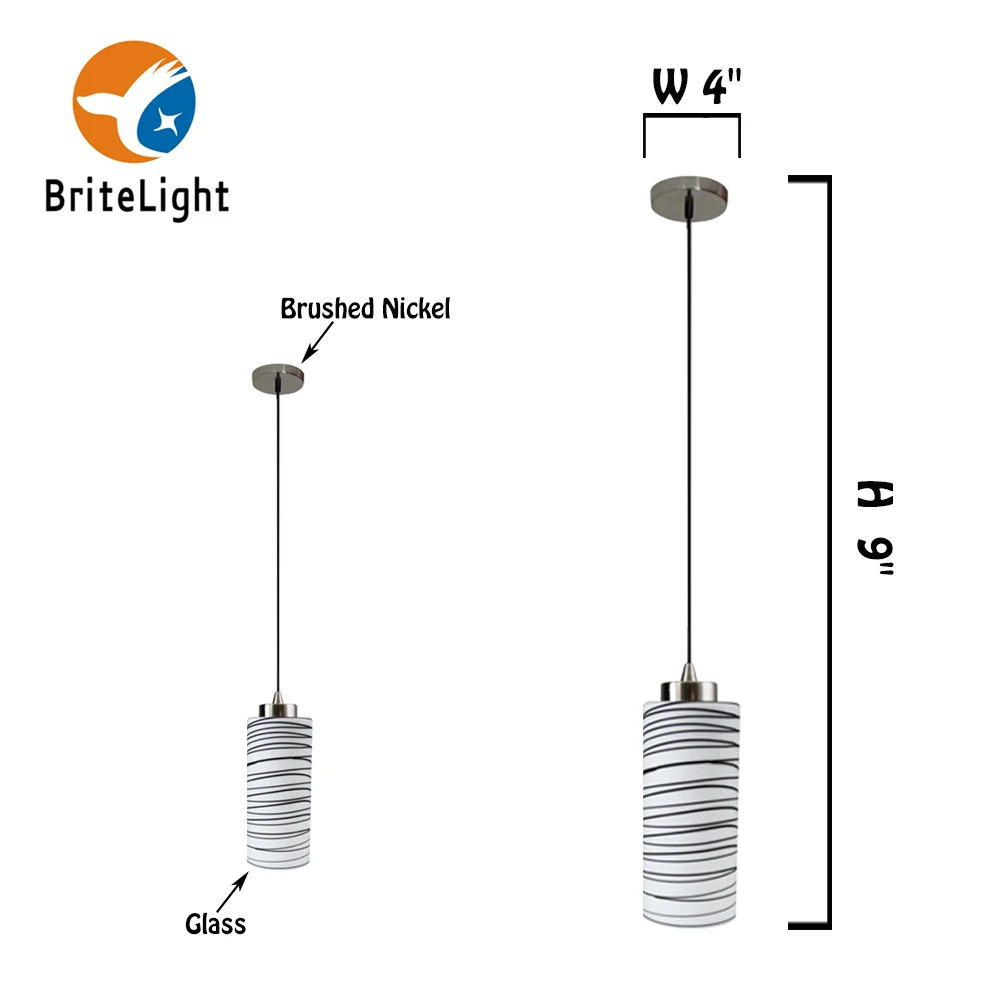 Zebra line drawing SWL glass black and white pendant lamp island lights apartment dining room chandelier ETL approval LED lamp