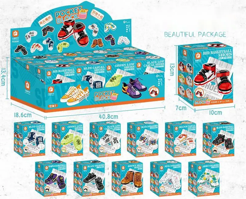 Multiple Plastic Mini Shoes Building Block 3D Puzzle Toy kid Brick BlocK Gift Educational toys