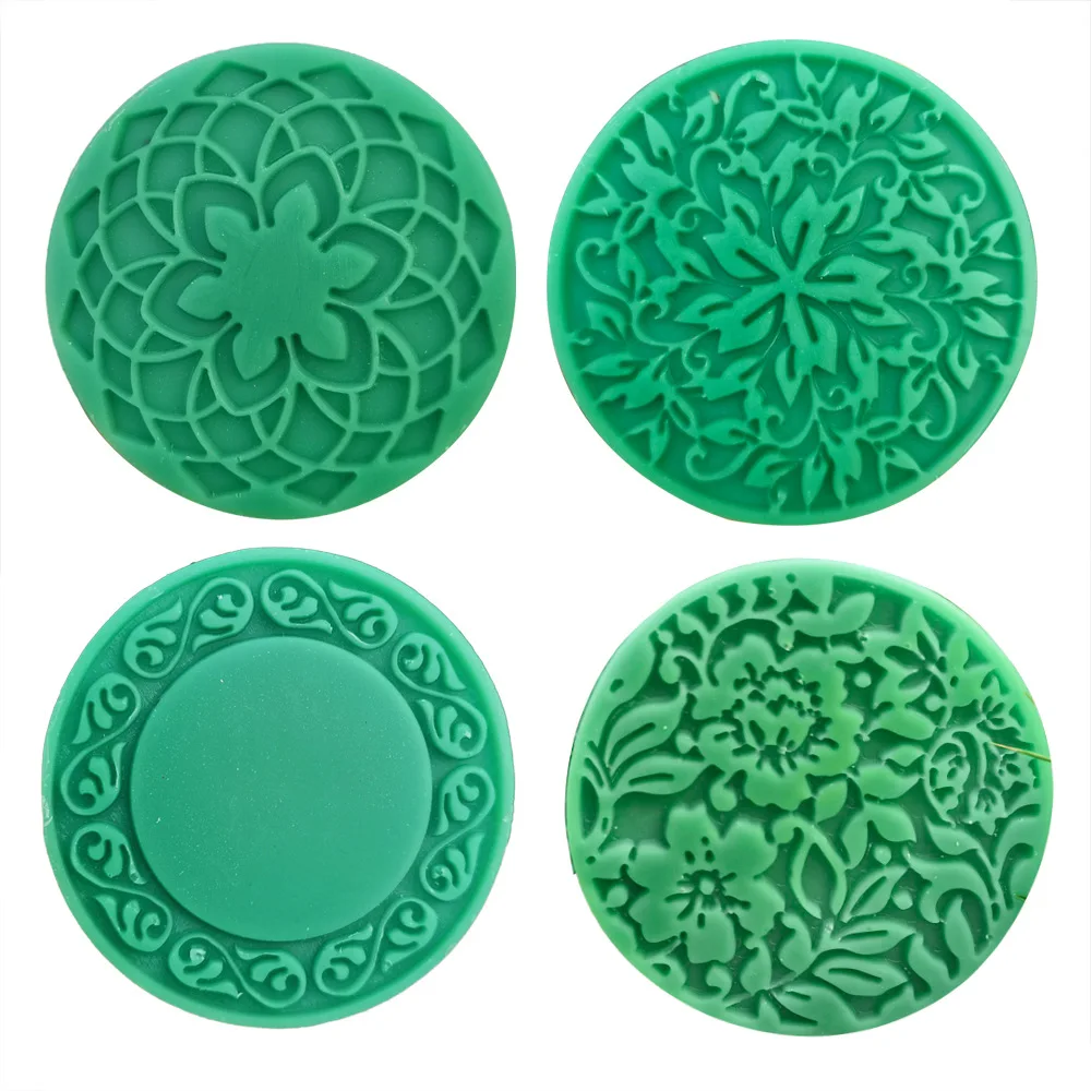 DM448 Custom 4 Holes Round Shape Flower Carved DIY Cake Baker Pan Moule Savon Silicone Mold for Soap Candle Making