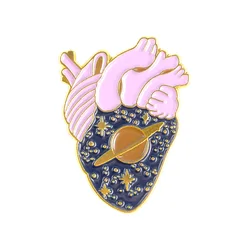 space star heart organ soft enamel lapel pin
