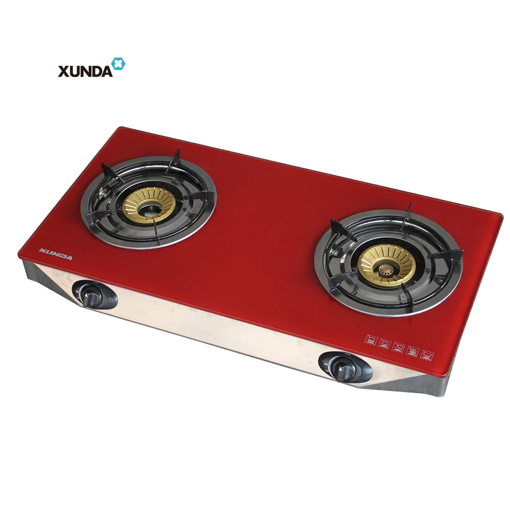 Xunda Home Cooking Appliance Safe 2 Burner Gas Stove Cooktop 2 Burners Kitchen Gas With Table Top Tempered Glass Gas Stove