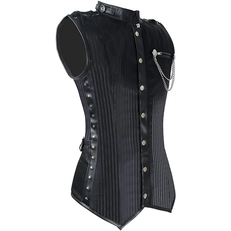  new Halloween Victory Punk style Waistcoat party Sleeveless Solid black brown