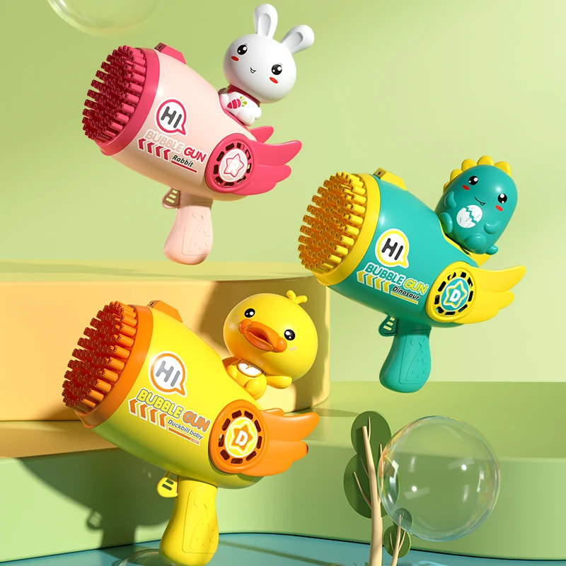 XST New Duck Blower Gun bubble Machine for TikTok Automatic Bubble Maker for Kid Summer Outdoor Toys Party 69 Holes Bubble Gun