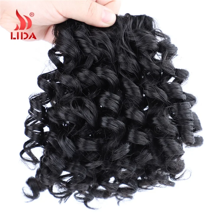 
Lida synthetic big curly Clip in hair bangs fringes african afro curl hair piece bang 
