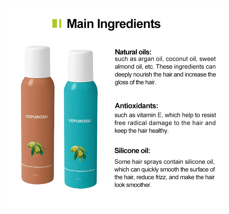 Manufactures organic olive oil nourishing sheen spray snail hair oil spray mist with private label