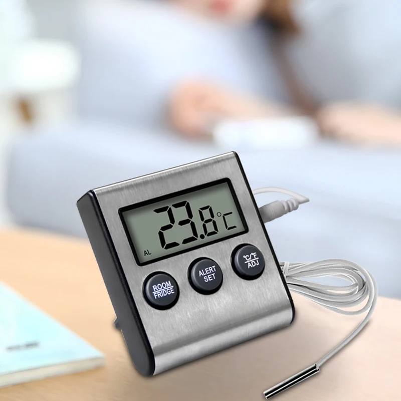 Digital Freezer Alarm with Probe Magnet Cold Room Temperature Gauge Monitor Refrigerator Thermometer
