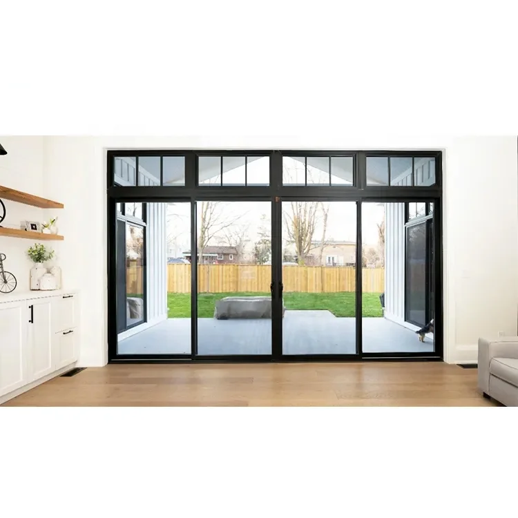 florida approved hurricane impact  heavy duty 4 panel Aluminum sliding door  for patio Partition glass door