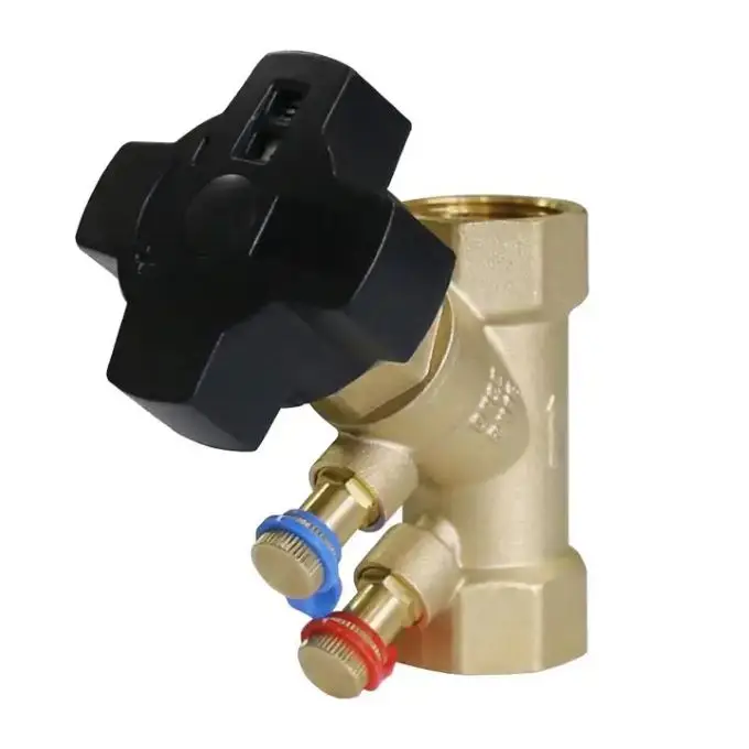DN25 Brass Circuit Static Balancing Valves Double Regulating Balance Flow Meter Valve