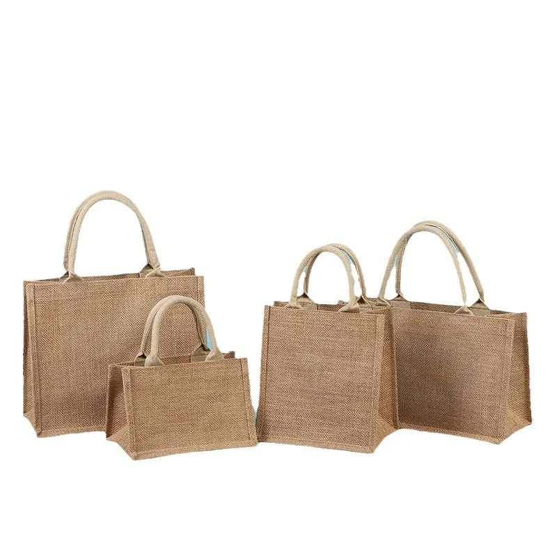 Spot blank Wholesale high quality custom Eco-Friendly portable multifunctional jute tote shopping bags