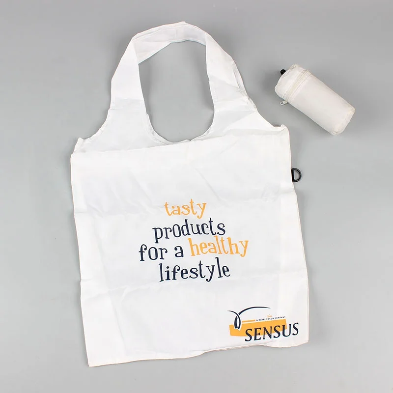 Высококачественные складные многоразовые сумки для покупок из полиэстера 420d, продуктовая сумка на заказ с мешочком на молнии