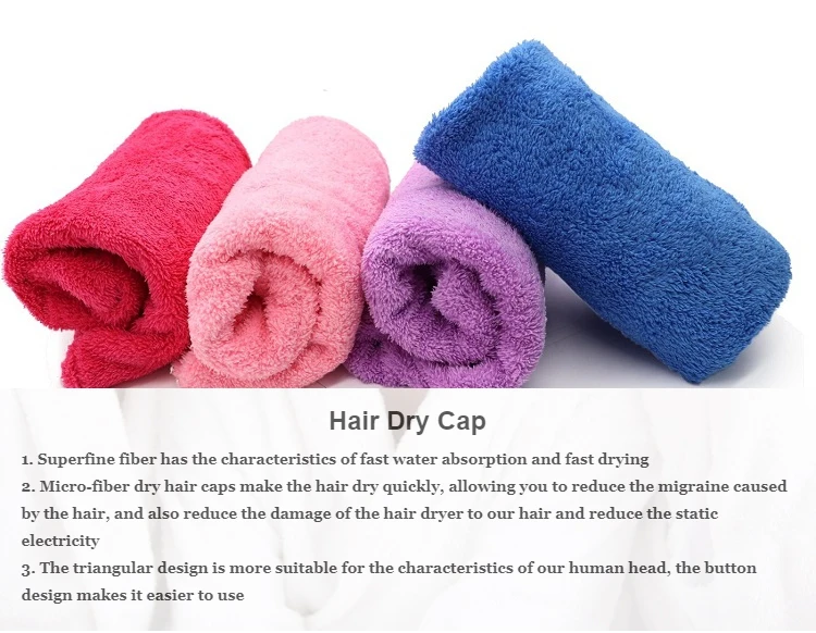Hair towel dry hair hat microfiber quick drying wrap turban bath shower head towel with buttons