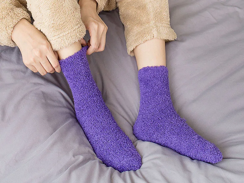 sleeping winter sock woman fluffy thick purple pink girls thermal Thickened Wool Cashmere Tube Terry socks cozy boys dolls socks