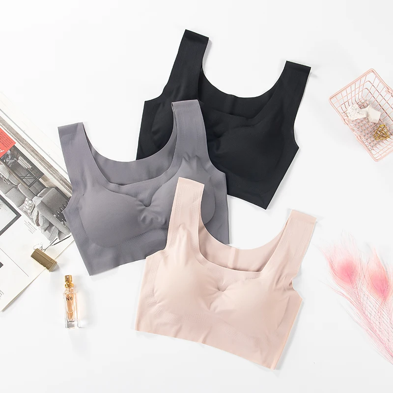 Comfortable Seamless Push up Bra Brassiere 32 34 36 38 Cup Size Bra Sports Black Ice Silk Wire Free Sleep Bra