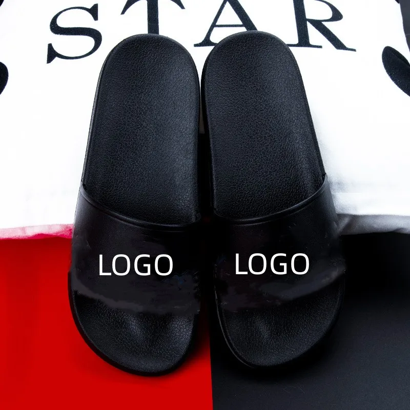 OEM Custom Logo Black Slides Footwear Sandal PVC Slippers Printing PVC Slide Sandal for women and men