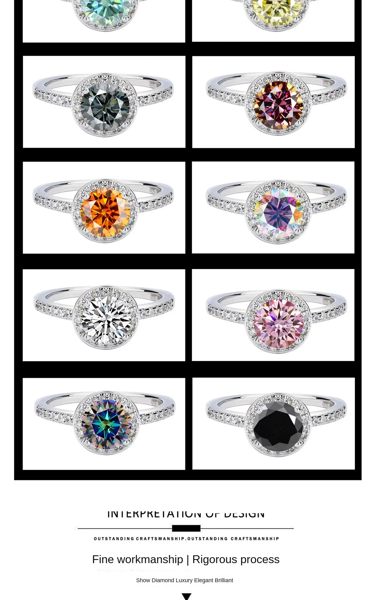 8 Adodo Hot Selling Fine Jewelry 1Carat S925 Sterling Silver Classic Round Pack Moissanite Engagement Ring for promotional gifts